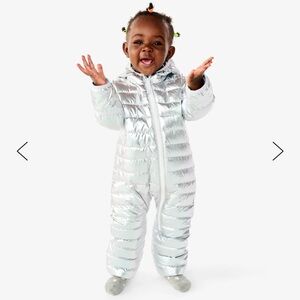 Primary Baby Puffer Suit - Silver